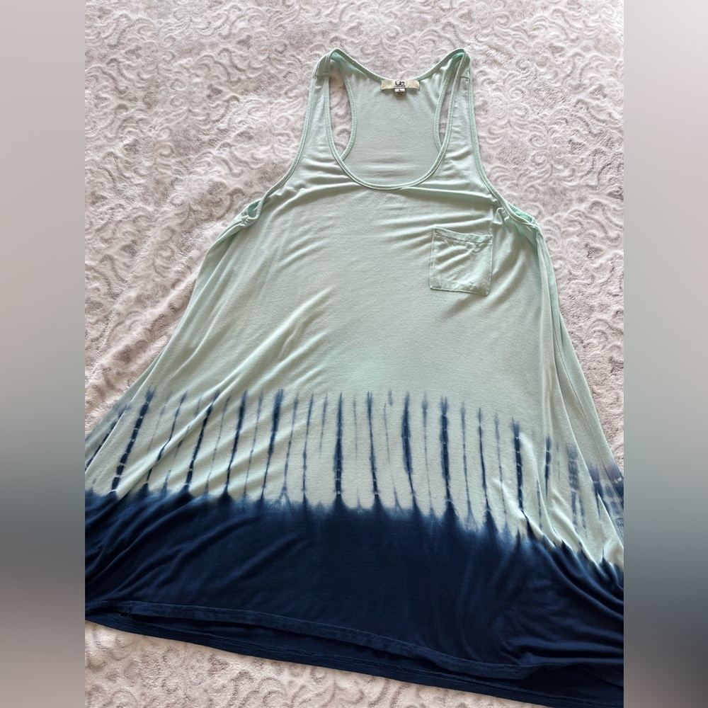 Racerback green and blue tie dye dress